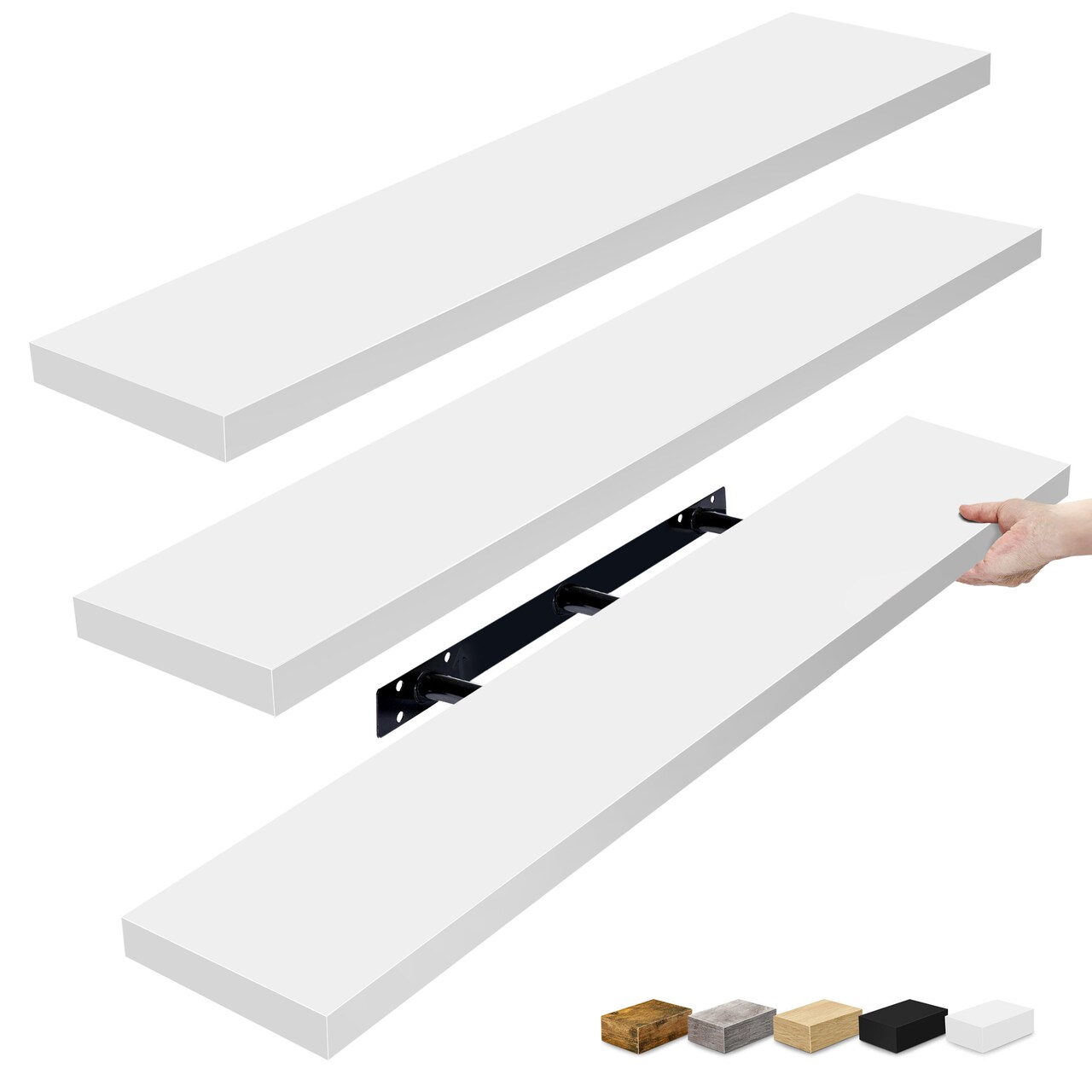 Sorbus 3 Pack Extra Long Floating Shelves for Wall, Large Floating Shelves for Bedroom, Kitchen, Living Room, Bathroom Shelves, Farmhouse Home Decor - 47 x 9.25 Inch Wall Mounted Floating Shelves for Wall